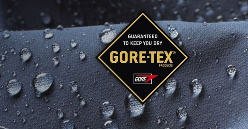 Logo Gore-Tex pe material cu picături de apă
