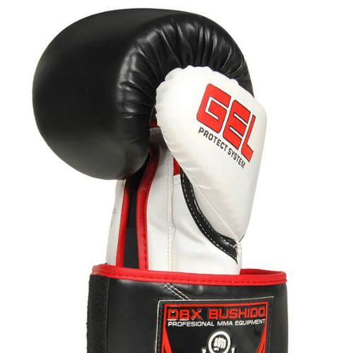 Mănuși de box cu gel din piele naturală Bushido, negru, B-2v11a-12oz