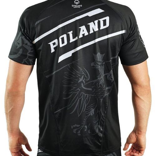 Tricou de antrenament pentru bărbați GroundGame Poland, negru, 21TRTSHPOLS