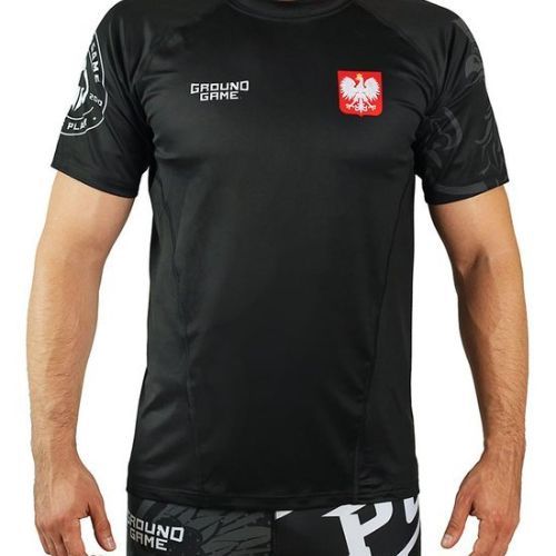 Tricou de antrenament pentru bărbați GroundGame Poland, negru, 21TRTSHPOLS