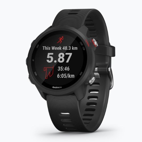 Ceas sport Garmin Forerunner 245 Music cu monitor ritm cardiac HRM Elevate Ox, negru, 010-02120-30