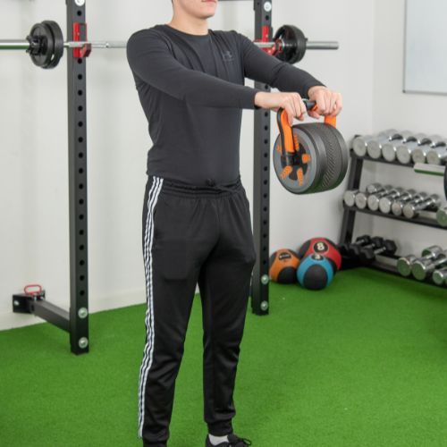 Pure2Improve 2W1 Roată de exerciții abdominale / rolă de exerciții cu kettlebell negru 4303
