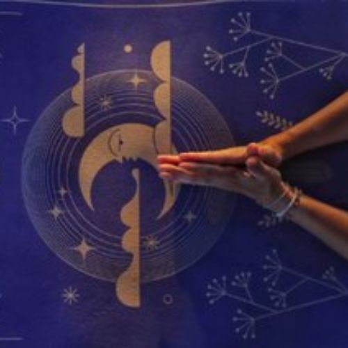 Covoraș de yoga Moonholi MAGIC TRAVEL albastru marin SKU-117