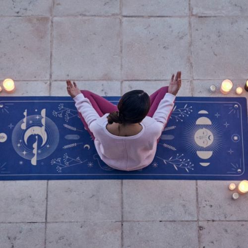 Covoraș de yoga Moonholi MAGIC TRAVEL albastru marin SKU-117
