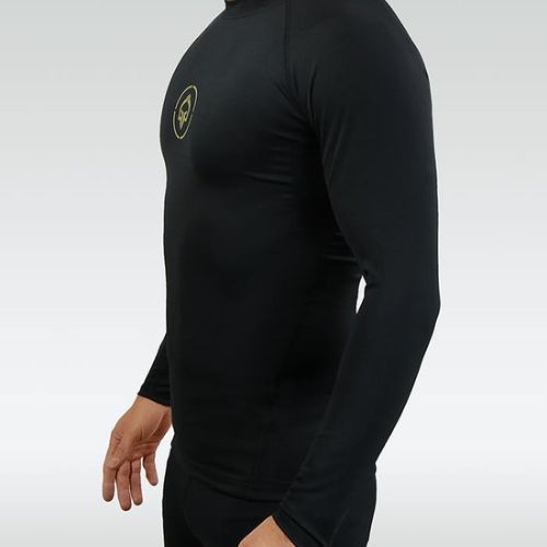 Rashguard Ground Game Athletic Gold Athletic cu mânecă lungă negru RASHATHGOLDLSS