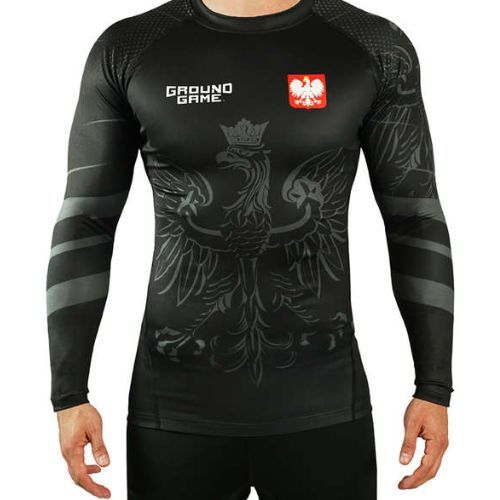 Rashguard Ground Game Polonia mânecă lungă negru 21RASHPOLLSS