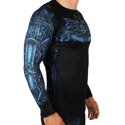 Ground Game Viking cu mânecă lungă Rashguard albastru 21RASHVIKLSS