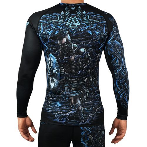 Ground Game Viking cu mânecă lungă Rashguard albastru 21RASHVIKLSS