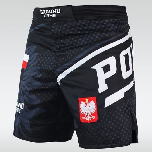 Ground Game MMA Polonia pantaloni scurți de antrenament negru MMASHOPOLS