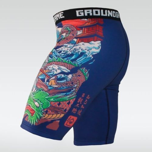 Pantaloni scurți de antrenament pentru bărbați Ground Game Vale Tudo Tatakai albastru