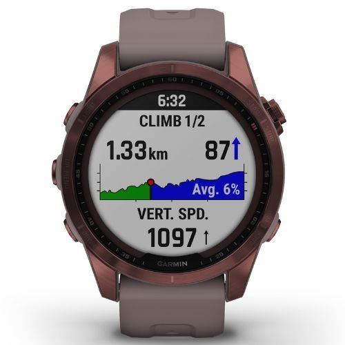 Ceas sport Garmin Fenix 7S Sapphire Solar Hrm Elevate Ox maro 010-02539-29