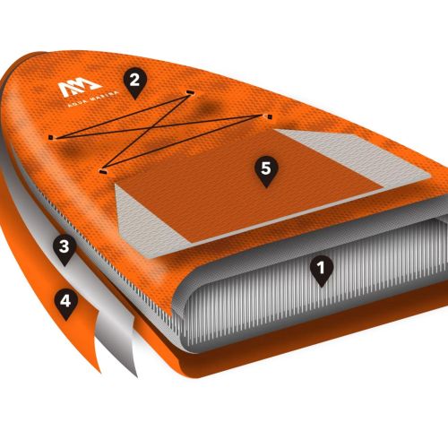 Placă SUP Aqua Marina Fusion - All-Around iSUP, 3.3m/15cm, cu vâslă și lesă de siguranță portocalie BT-21FUP