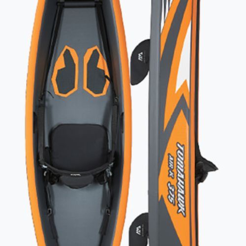 Caiac gonflabil de înaltă presiune 1 persoană 12'4 'AquaMarina Tomahawk gri Air-K 375