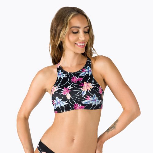 Costum de baie top ROXY Active Crop Top 2021 anthracite/floral flow