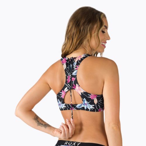 Costum de baie top ROXY Active Crop Top 2021 anthracite/floral flow