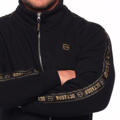 Hanorac Octagon Zip Stripe negru pentru bărbați