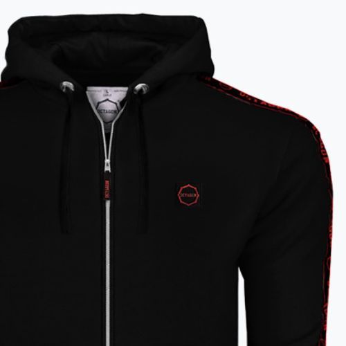 Hanorac cu glugă Octagon Zip Stripe negru pentru bărbați
