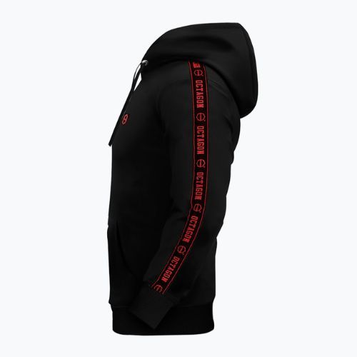 Hanorac cu glugă Octagon Zip Stripe negru pentru bărbați