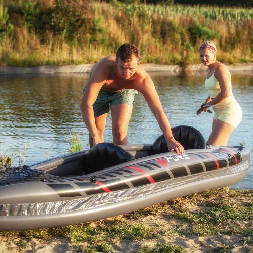 Pure4Fun XPRO Kayak 3.0 Caiac gonflabil de înaltă presiune pentru 2 persoane, gri P4F150130