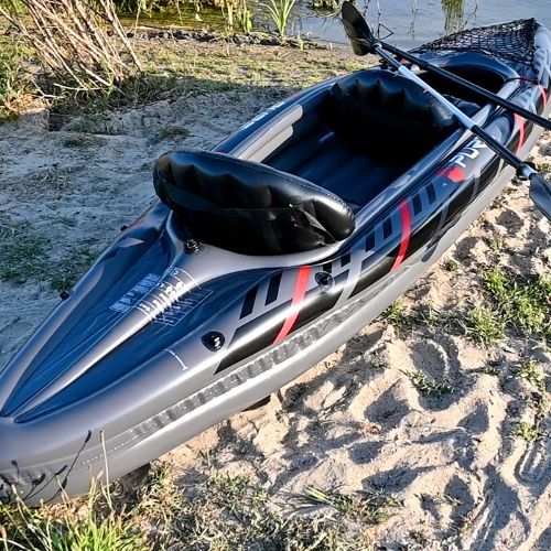 Pure4Fun XPRO Kayak 3.0 Caiac gonflabil de înaltă presiune pentru 2 persoane, gri P4F150130