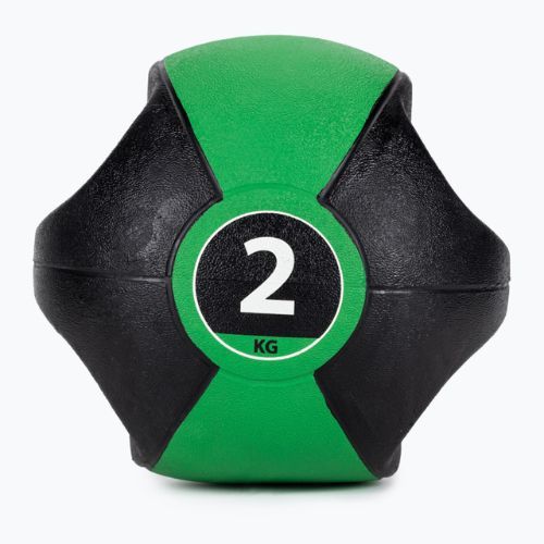 P2I201990 minge medicinală cu mânere Pure2Improve 2 kg verde P2I201980