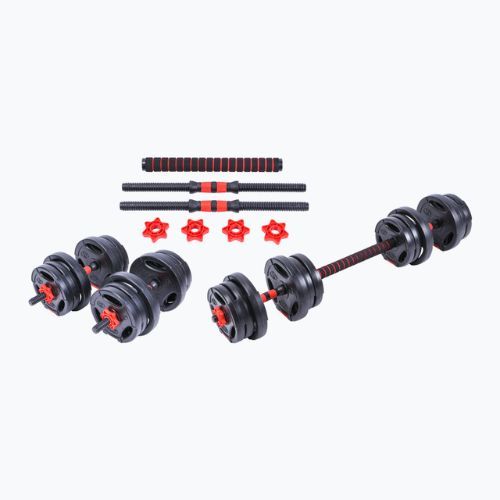 Gantere cu funcție de halteră Pure2Improve Hybrid Dumbell/Barbell negru-roșu P2I202340