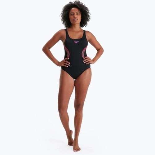Speedo Placement Muscleback costum de baie dintr-o bucată pentru femei negru 68-08694G704