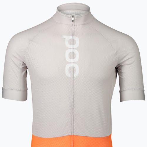 Tricoul de ciclism pentru bărbați POC Essential Road Logo granite grey/zink orange