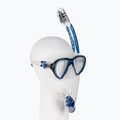 Set de snorkeling Cressi Quantum mask + Itaca Ultra Dry snorkel albastru transparent DM400020
