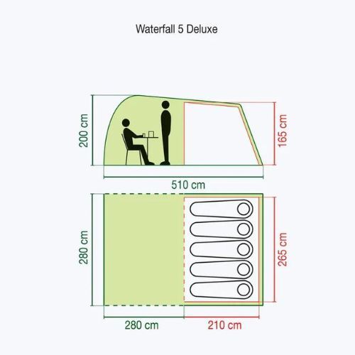Cort de camping Coleman Waterfall 5 Deluxe verde 2000038893