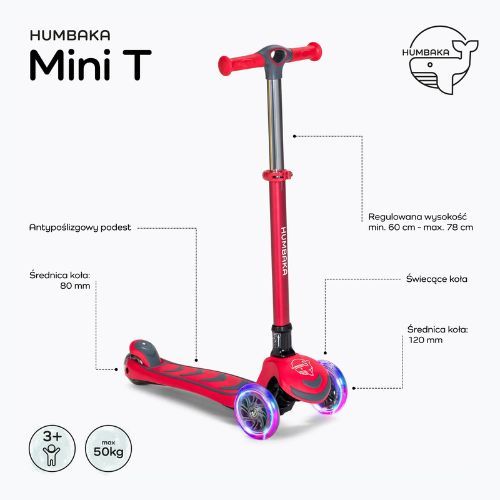 HUMBAKA Mini T scuter cu trei roți pentru copii roșu HBK-S6T