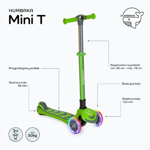 HUMBAKA Mini T scuter cu trei roți pentru copii verde HBK-S6T