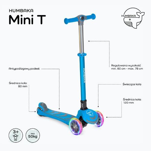 HUMBAKA Mini T scuter cu trei roți pentru copii albastru HBK-S6T