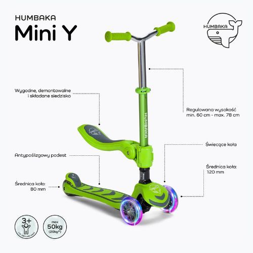 Copii tricicleta scuter HUMBAKA Mini Y verde HBK-S6Y