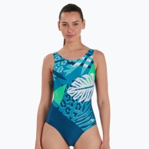 Speedo Placement U-Back pentru femei costum de baie dintr-o bucată albastru-verde 68-07336G728