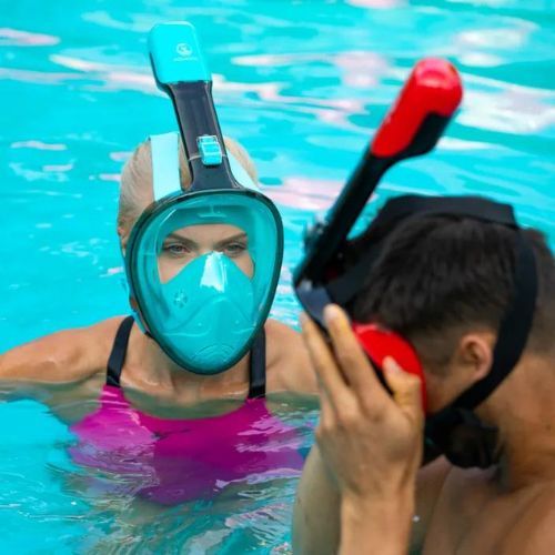 Mască integrală de snorkeling AQUASTIC albastră SMA-01SN