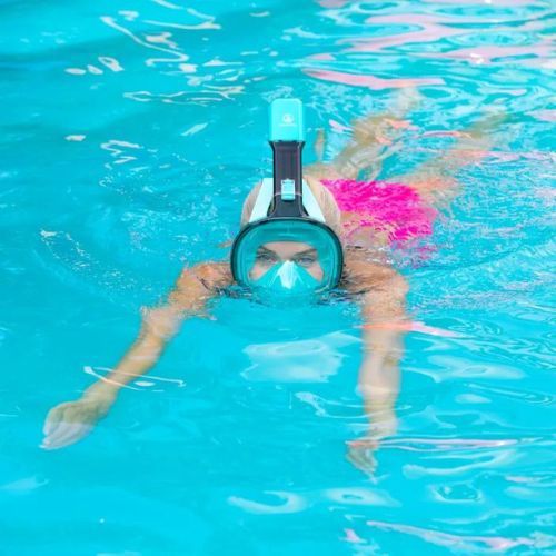 Mască integrală de snorkeling AQUASTIC albastră SMA-01SN