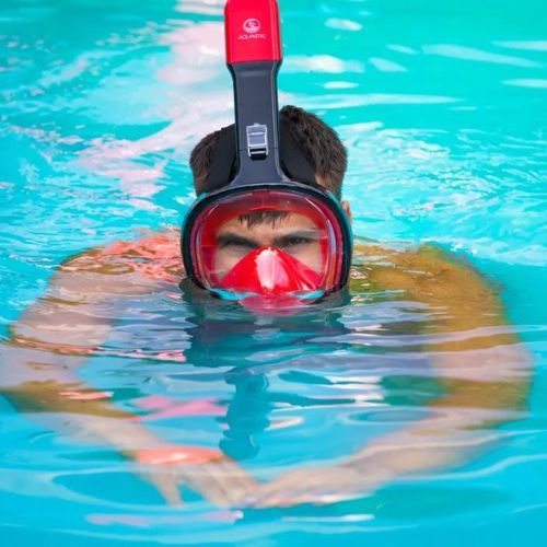 Mască integrală de snorkeling AQUASTIC roșie SMA-01SC