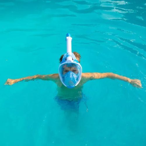 Mască integrală de snorkeling pentru copii AQUASTIC albastră SMK-01N