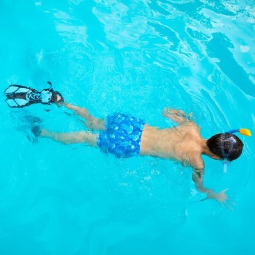 Set de snorkeling pentru copii AQUASTIC Mască + Aripioare + Tub albastru MSFK-01SN