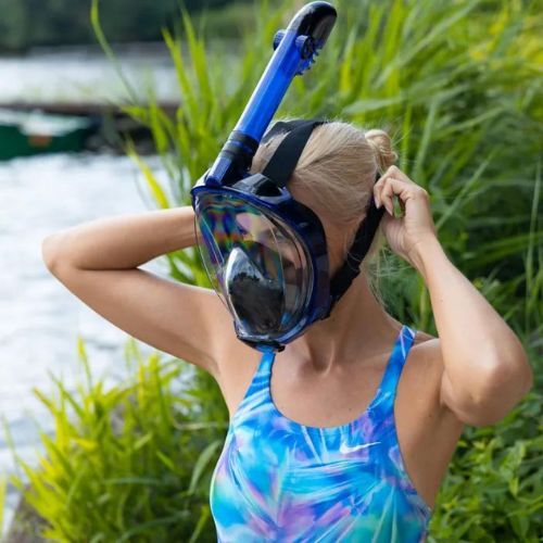 Set de snorkeling AQUASTIC Mască Fullface + Aripioare albastru SMFA-01SN