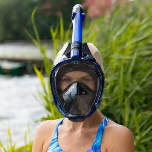 Set de snorkeling AQUASTIC Mască Fullface + Aripioare albastru SMFA-01SN