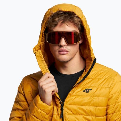 Jachetă de puf pentru bărbați 4F galben H4Z22-KUMP004