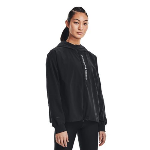 Under Armour Woven jachetă cu glugă pentru femei cu glugă neagră și albă 1369889