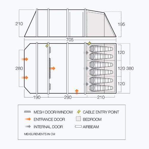 Vango Longleat II Air 800XL verde TEQLONGAIH09TAS cort de camping pentru 8 persoane Vango Longleat II Air 800XL verde TEQLONGAIH09TAS