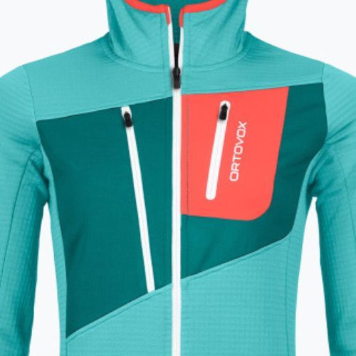 Hanorac cu glugă cu glugă Ortovox Fleece Grid pentru femei turcoaz 8720100036