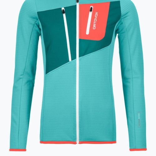 Hanorac cu glugă cu glugă Ortovox Fleece Grid pentru femei turcoaz 8720100036