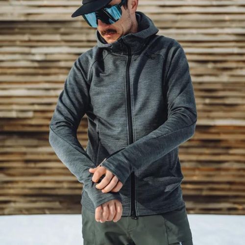 Tricou de trekking pentru bărbați POC Merino Zip Hood sylvanite grey melange