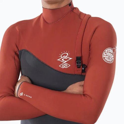 Bărbați Rip Curl E Bomb 2/2 mm Zip Free gri-roșu spumă de înot WSM8YE