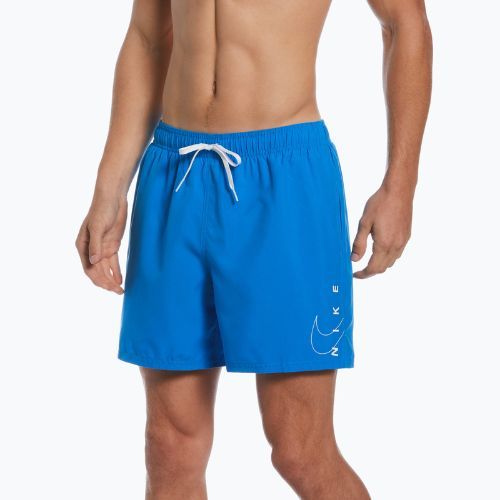 Pantaloni scurți de baie Nike Swoosh Break 5" Volley pentru bărbați, albastru NESSC601-458
